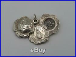RARE Antique Sterling Silver Creed Mary Rose Religious Medal Locket Pendant