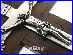 RARE FRENCH SOLID SILVER CRUCIFIX CROSS c1900 RELIGIOUS ANTIQUE STUNNING 9inch