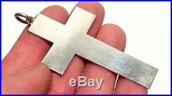 RARE LARGE Antique VICTORIAN Silver CROSS Pendant -Religious Example dating 1863