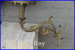 RARE PAIR French antique bronze church religious Wall lights sconces neo gothic