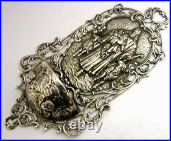 RARE SOLID SILVER HOLY WATER WALL FONT c1910 RELIGIOUS ANTIQUE