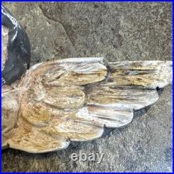 RARE Vintage Carved Wood Religious Antique Finished Cherub with Glass Eyes