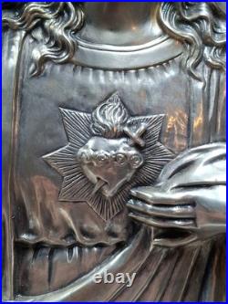 RARE antique religious wall icon JESUS hand MOVES Registrado silver 3D Art SPAIN RARE antique religious wall icon JESUS hand MOVES Registrado silver 3D Art SPAIN