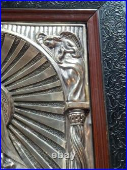 RARE antique religious wall icon JESUS hand MOVES Registrado silver 3D Art SPAIN RARE antique religious wall icon JESUS hand MOVES Registrado silver 3D Art SPAIN