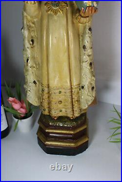 RAre Antique Chalk jesus of prague XL statue figurine religious church