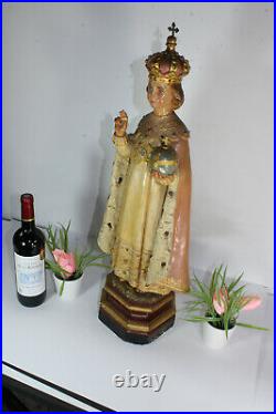 RAre Antique Chalk jesus of prague XL statue figurine religious church