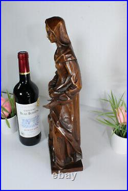 RAre antique Wood carved saint barbara statue figurine religious