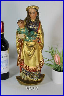 RAre antique chalkware madonna child figurine statue religious