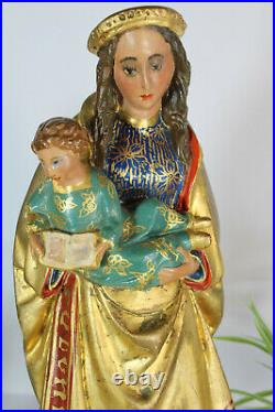 RAre antique chalkware madonna child figurine statue religious