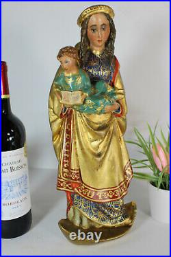 RAre antique chalkware madonna child figurine statue religious