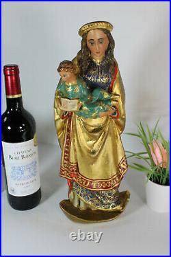 RAre antique chalkware madonna child figurine statue religious