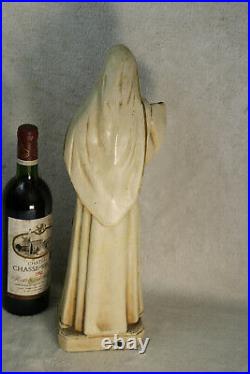 RAre antique french chalkware statue SAint rita white colour religious