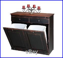 RECYCLE TRASH DOUBLE BIN CABINET Amish Handmade in Antique Stain USA Made