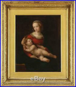 Raffaele Spano Fine Antique Religious Oil Painting Virgin Madonna and Child