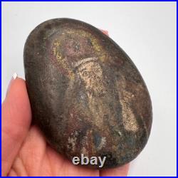 Rare 19th Hand Painted Stone Icon of Saint Nicholas Antique Religious Art Decor Rare 19th Hand Painted Stone Icon of Saint Nicholas Antique Religious Art Decor