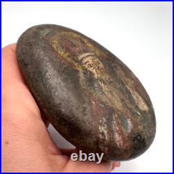 Rare 19th Hand Painted Stone Icon of Saint Nicholas Antique Religious Art Decor Rare 19th Hand Painted Stone Icon of Saint Nicholas Antique Religious Art Decor