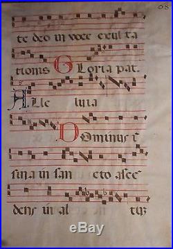 Rare 26 Double Sided Antique Antiphonal Vellum Music Sheet Latin Religious