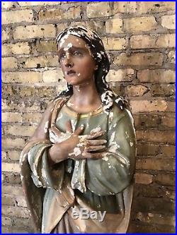 Rare ANTIQUE Statue Virgin Mary, Catholic Religious Vintage Magdalene Large