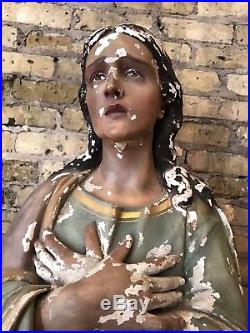 Rare ANTIQUE Statue Virgin Mary, Catholic Religious Vintage Magdalene Large