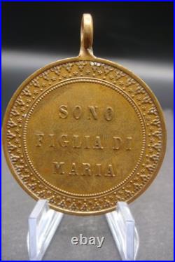 Rare Antique 1854 Virgin Mary Beautiful Medal Italian Religious Pendant Catholic