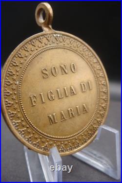 Rare Antique 1854 Virgin Mary Beautiful Medal Italian Religious Pendant Catholic
