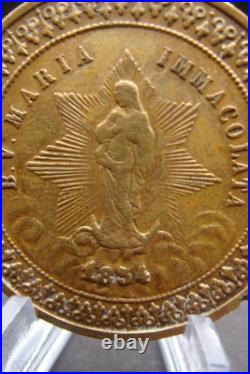 Rare Antique 1854 Virgin Mary Beautiful Medal Italian Religious Pendant Catholic