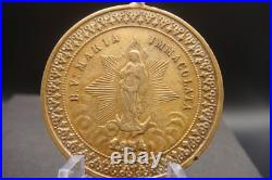 Rare Antique 1854 Virgin Mary Beautiful Medal Italian Religious Pendant Catholic