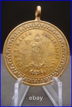 Rare Antique 1854 Virgin Mary Beautiful Medal Italian Religious Pendant Catholic
