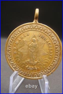 Rare Antique 1854 Virgin Mary Beautiful Medal Italian Religious Pendant Catholic