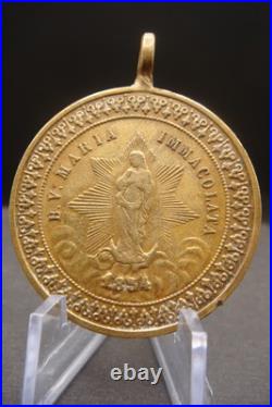 Rare Antique 1854 Virgin Mary Beautiful Medal Italian Religious Pendant Catholic