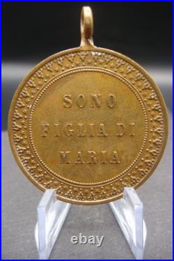 Rare Antique 1854 Virgin Mary Beautiful Medal Italian Religious Pendant Catholic