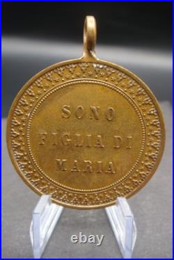Rare Antique 1854 Virgin Mary Beautiful Medal Italian Religious Pendant Catholic