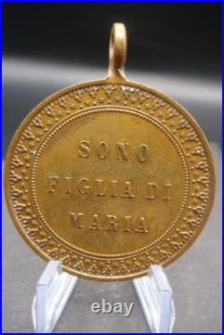 Rare Antique 1854 Virgin Mary Beautiful Medal Italian Religious Pendant Catholic