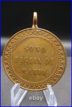 Rare Antique 1854 Virgin Mary Beautiful Medal Italian Religious Pendant Catholic