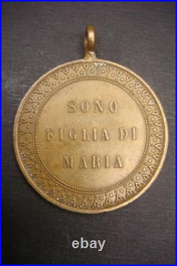 Rare Antique 1854 Virgin Mary Beautiful Medal Italian Religious Pendant Catholic