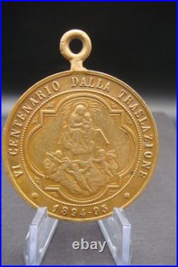 Rare Antique 1894 Madonna di Loreto Medal Catholic Protection Pendant Italy