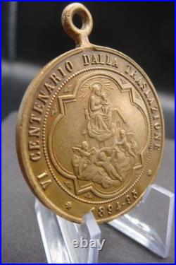 Rare Antique 1894 Madonna di Loreto Medal Catholic Protection Pendant Italy