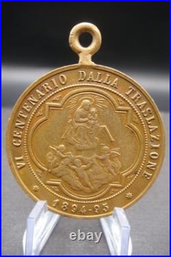 Rare Antique 1894 Madonna di Loreto Medal Catholic Protection Pendant Italy