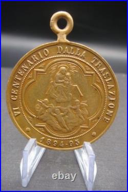 Rare Antique 1894 Madonna di Loreto Medal Catholic Protection Pendant Italy