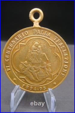 Rare Antique 1894 Madonna di Loreto Medal Catholic Protection Pendant Italy