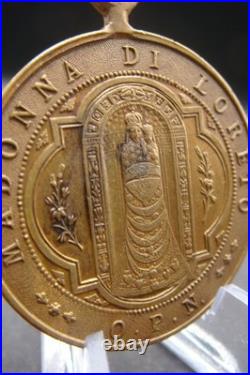Rare Antique 1894 Madonna di Loreto Medal Catholic Protection Pendant Italy