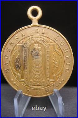 Rare Antique 1894 Madonna di Loreto Medal Catholic Protection Pendant Italy