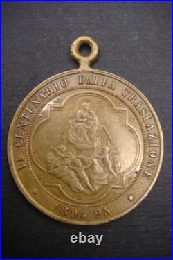 Rare Antique 1894 Madonna di Loreto Medal Catholic Protection Pendant Italy