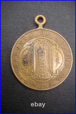 Rare Antique 1894 Madonna di Loreto Medal Catholic Protection Pendant Italy