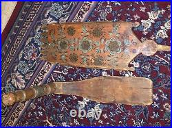 Rare Antique 18th Century Religious Russian Primitive Wool Spinning Board