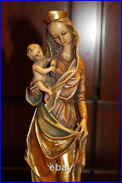 Rare Antique Anri 11 Wooden Carved Our Lady Madonna With Jesus Statue Figure