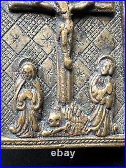 Rare Antique Bronze Religious Icon 6.5cm by 5cm