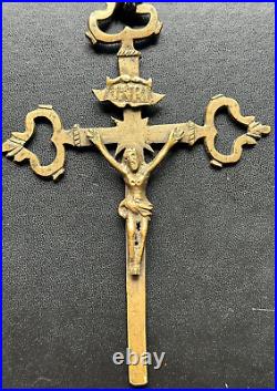 Rare Antique Bronze Religious Procession Cross 17cm by 12cm