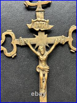 Rare Antique Bronze Religious Procession Cross 17cm by 12cm