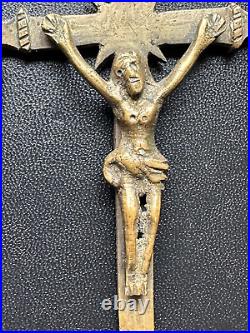 Rare Antique Bronze Religious Procession Cross 17cm by 12cm